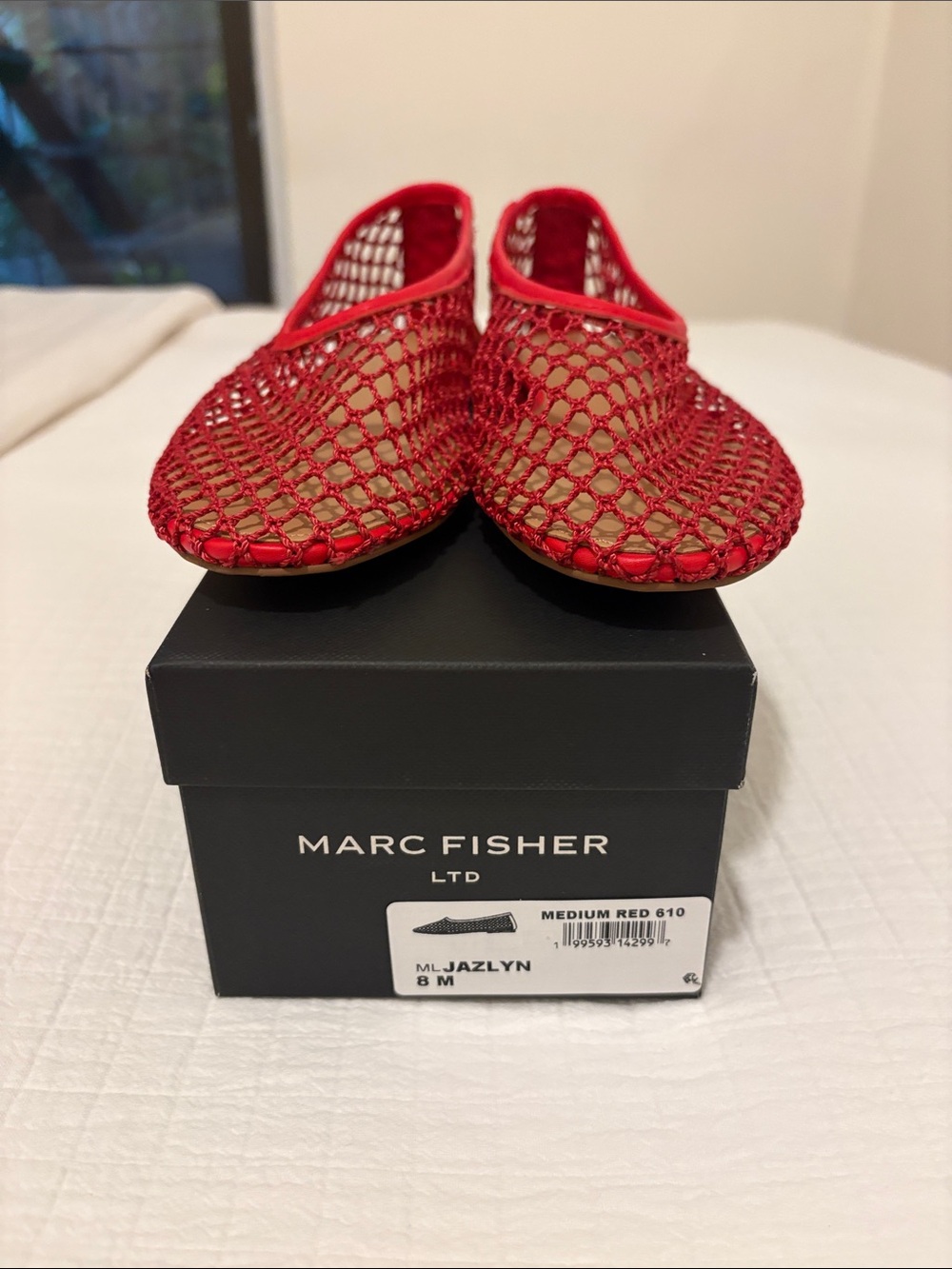 Marc Fisher Jazlyn Red Mesh Ballet Flat - new with original box - Picture 7 of 8